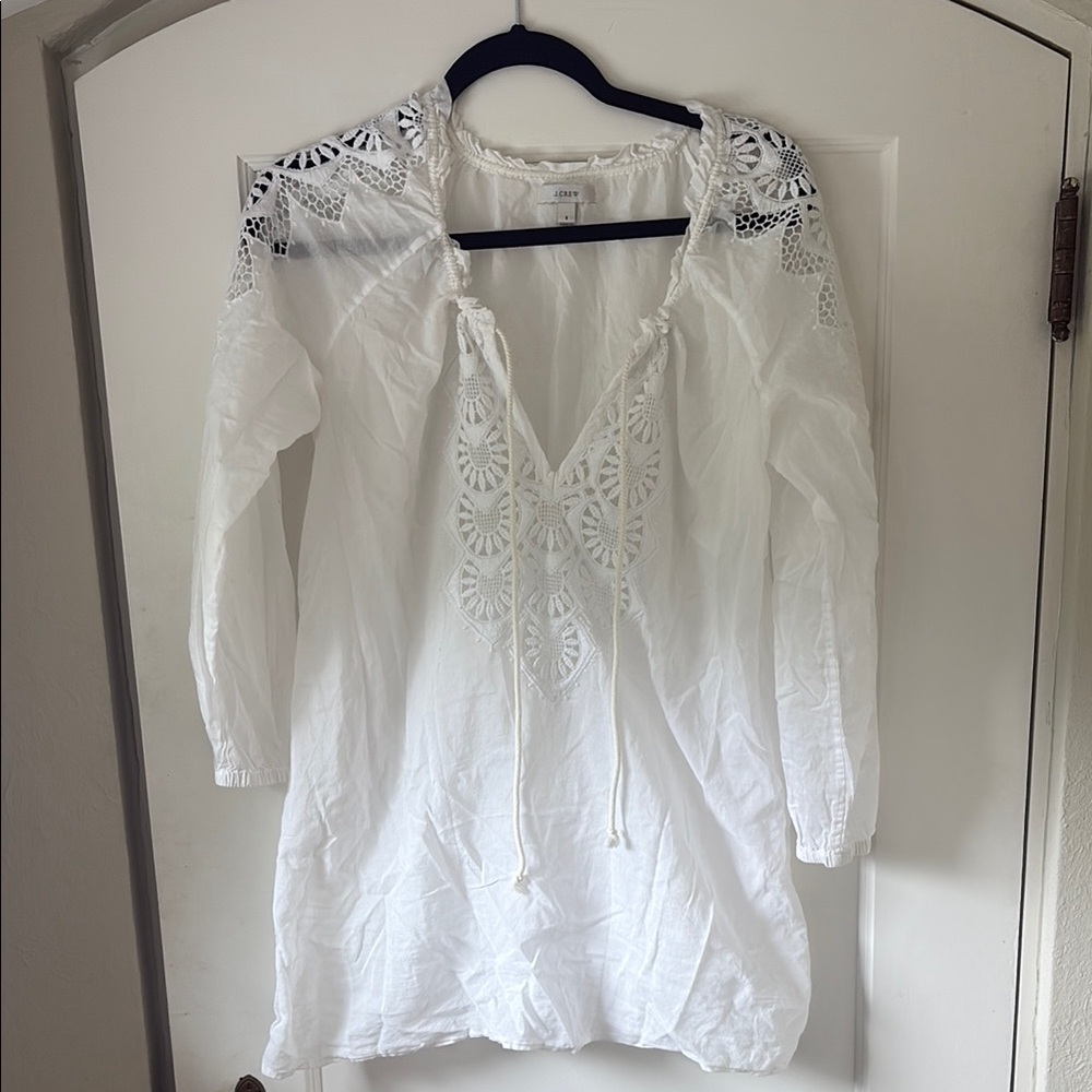 J. Crew White 3/4 Sleeve Tunic cover Up